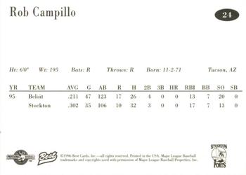 1996 Best Stockton Ports #24 Rob Campillo Back