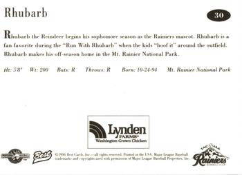 1996 Best Tacoma Rainiers #30 Rhubarb Back