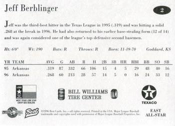 1996 Best Texas League All-Stars #2 Jeff Berblinger Back