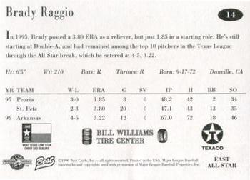 1996 Best Texas League All-Stars #14 Brady Raggio Back