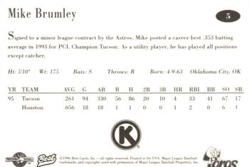 1996 Best Tucson Toros #5 Mike Brumley Back