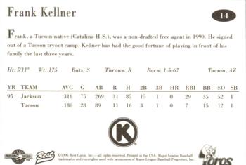 1996 Best Tucson Toros #14 Frank Kellner Back