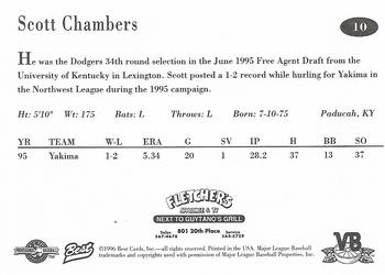 1996 Best Vero Beach Dodgers #10 Scott Chambers Back