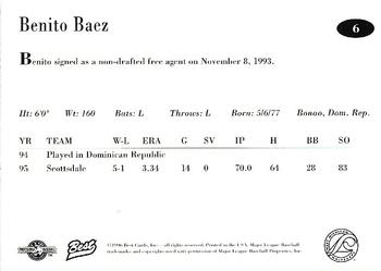 1996 Best West Michigan Whitecaps #6 Benito Baez Back