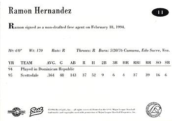 1996 Best West Michigan Whitecaps #11 Ramon Hernandez Back