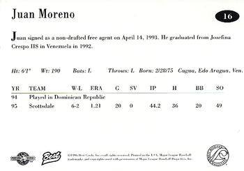 1996 Best West Michigan Whitecaps #16 Juan Moreno Back