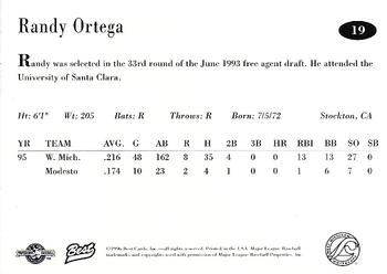 1996 Best West Michigan Whitecaps #19 Randy Ortega Back