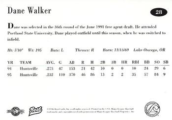 1996 Best West Michigan Whitecaps #28 Dane Walker Back