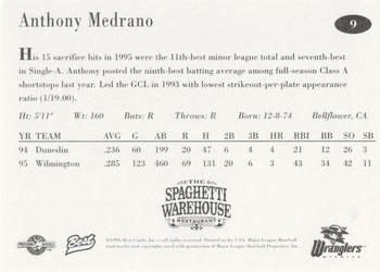1996 Best Wichita Wranglers #9 Anthony Medrano Back