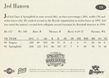 1996 Best Wichita Wranglers #18 Jed Hansen Back
