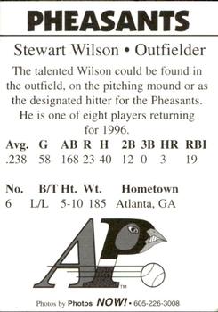 1996 Aberdeen Pheasants #6 Stewart Wilson Back