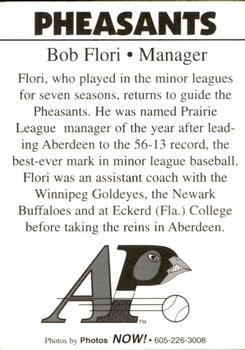1996 Aberdeen Pheasants #NNO Bob Flori Back