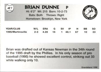 1996 Grandstand Abilene Prairie Dogs #AP7 Brian Dunne Back