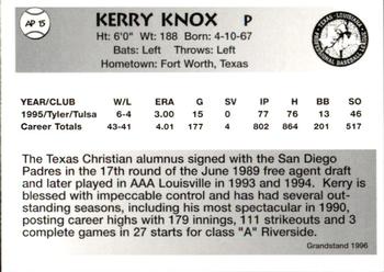 1996 Grandstand Abilene Prairie Dogs #AP15 Kerry Knox Back