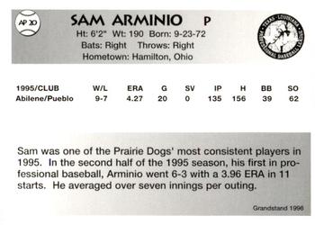 1996 Grandstand Abilene Prairie Dogs #AP20 Sam Arminio Back