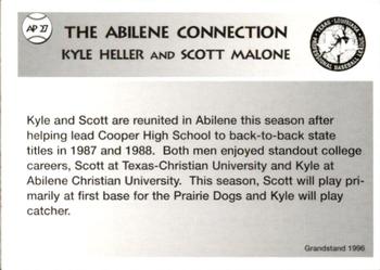 1996 Grandstand Abilene Prairie Dogs #AP27 Kyle Heller / Scott Malone Back