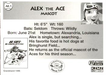 1996 Grandstand Alexandria Aces Smokey #AA1 Alex the Ace Back