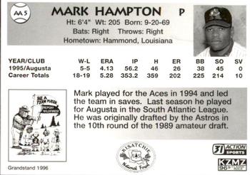 1996 Grandstand Alexandria Aces Smokey #AA5 Mark Hampton Back