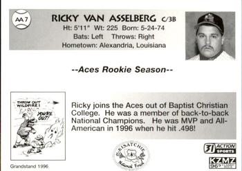 1996 Grandstand Alexandria Aces Smokey #AA7 Ricky Van Asselberg Back