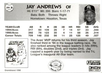 1996 Grandstand Alexandria Aces Smokey #AA26 Jay Andrews Back