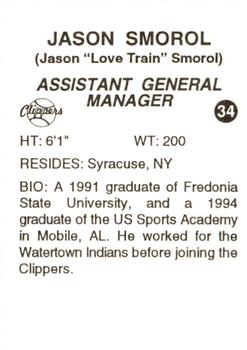 1996 Batavia Clippers #34 Jason Smorol Back