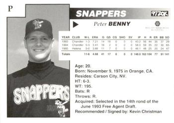 1996 Beloit Snappers #NNO Peter Benny Back
