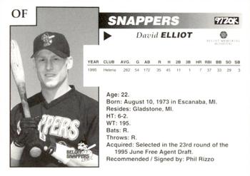1996 Beloit Snappers #NNO David Elliott Back