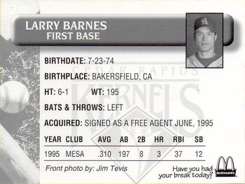 1996 Cedar Rapids Kernels #NNO Larry Barnes Back