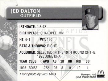 1996 Cedar Rapids Kernels #NNO Jed Dalton Back