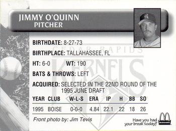 1996 Cedar Rapids Kernels #NNO Jimmy O'Quinn Back