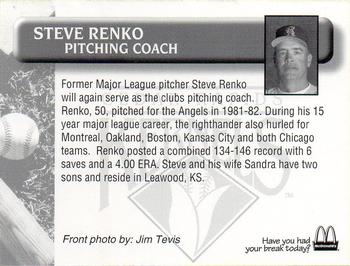 1996 Cedar Rapids Kernels #NNO Steve Renko Back