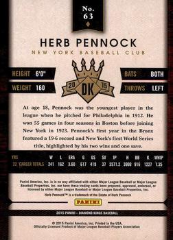 2015 Panini Diamond Kings #63 Herb Pennock Back