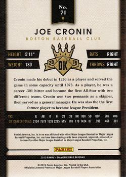 2015 Panini Diamond Kings #71 Joe Cronin Back