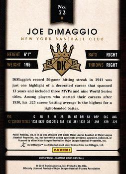 2015 Panini Diamond Kings #72 Joe DiMaggio Back