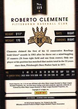 2015 Panini Diamond Kings #115 Roberto Clemente Back