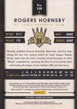 2015 Panini Diamond Kings #118 Rogers Hornsby Back