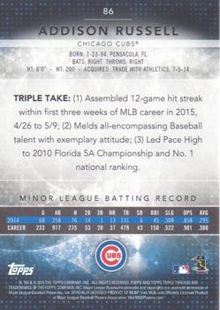 2015 Topps Triple Threads #86 Addison Russell Back