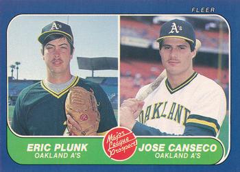 1986 Fleer #649 Eric Plunk / Jose Canseco Front
