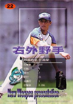 1998 Taiwan Major League Red Boy New Weapon Presentation #22 Chang-Jung Chiu Back