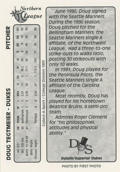 1993 Duluth-Superior Dukes #NNO Doug Tegtmeier Back
