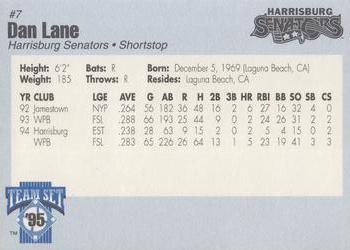 1995 Harrisburg Senators #7 Dan Lane Back