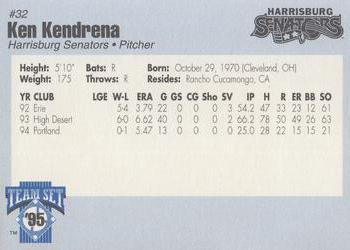 1995 Harrisburg Senators #32 Ken Kendrena Back