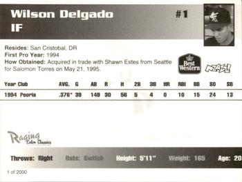 1995 Burlington Bees #1 Wilson Delgado Back