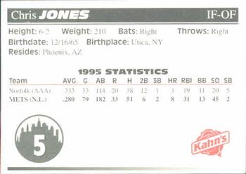 1996 Kahn's New York Mets #NNO Chris Jones Back