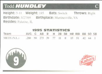 1996 Kahn's New York Mets #NNO Todd Hundley Back