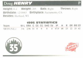 1996 Kahn's New York Mets #NNO Doug Henry Back