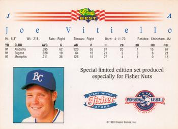 1992 Classic Best Fisher Nuts #1 Joe Vitiello Back
