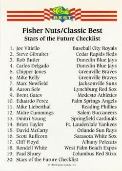 1992 Classic Best Fisher Nuts #20 Checklist Back
