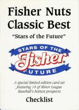 1992 Classic Best Fisher Nuts #20 Checklist Front