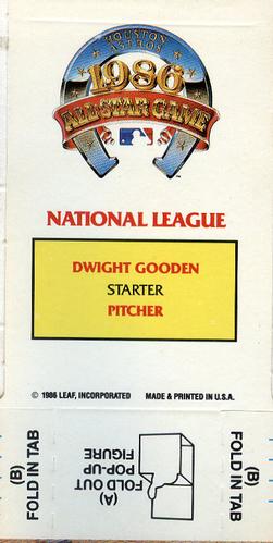 1987 Donruss All-Stars - Pop-Ups #NNO Dwight Gooden Back